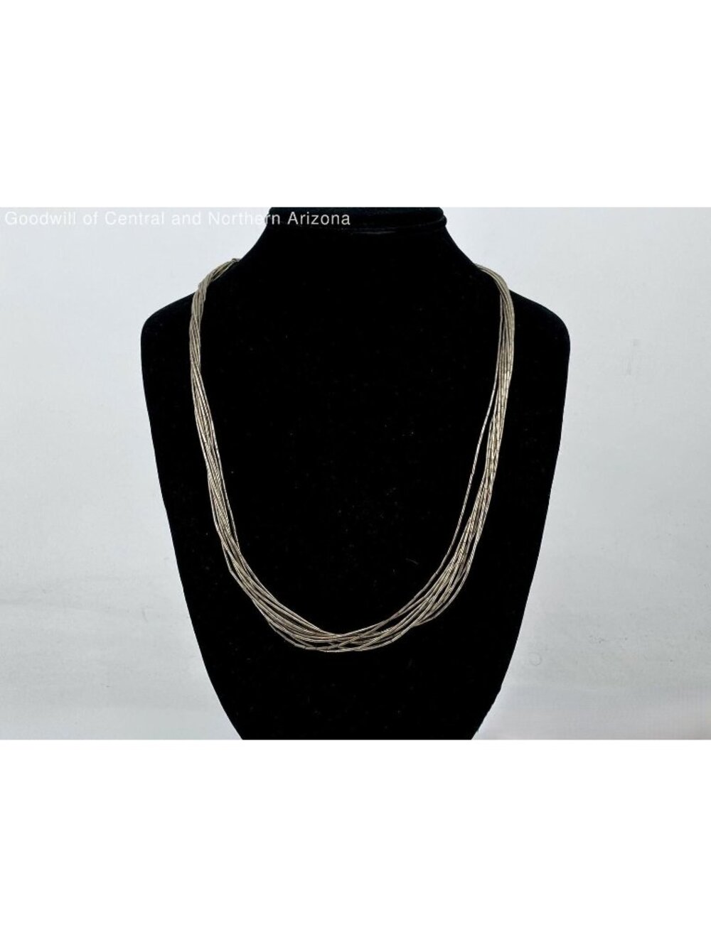 Sterling Silver 22 inch 10 Strand Liquid Silver Necklace 37.66g